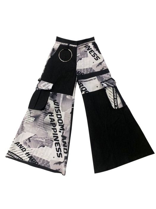 19F/W BLACK AND WHITE COLLAGE PRINT PANT