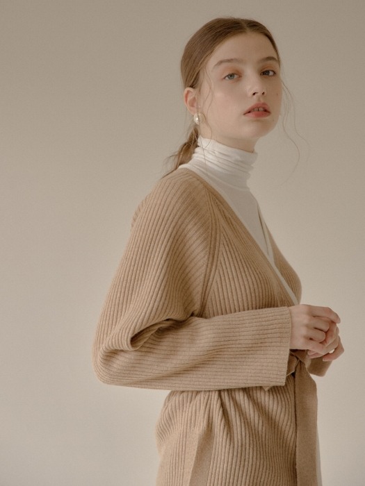 WRAP CASHMERE CARDIGAN_CAMEL