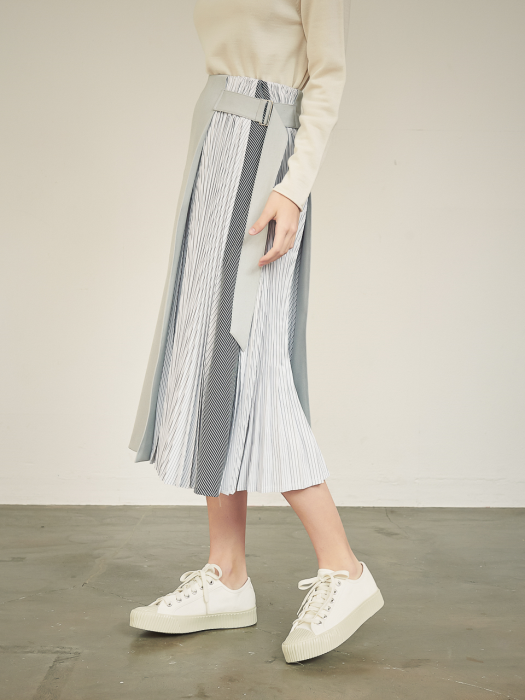 Tiera Pleats Skirt_L.Blue