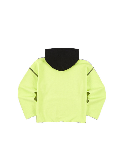 UNISEX INSIDE OUT CONTRAST PANEL HOODIE atb345u(BLACK/LIME)