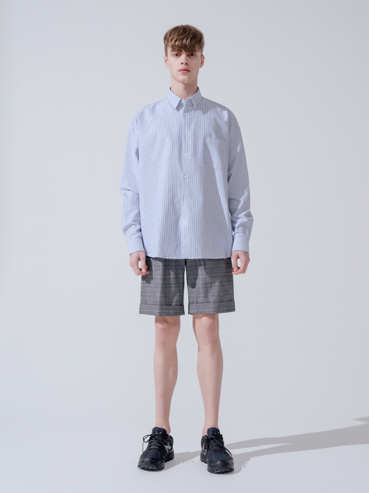 Overfit minimal stripe shirt_navy