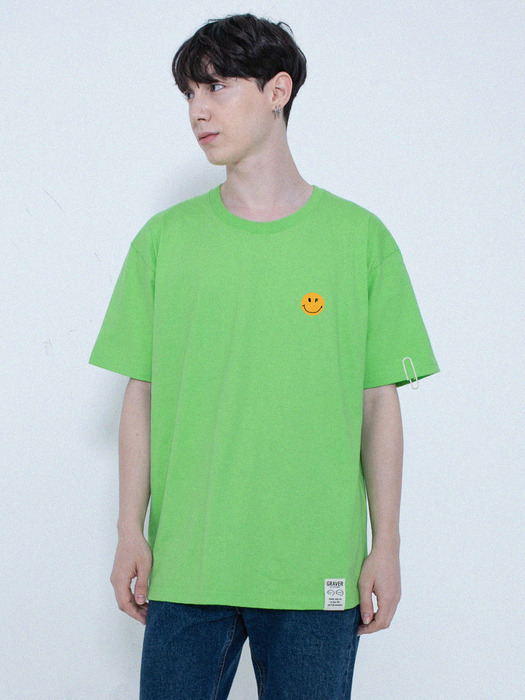 [UNISEX]스몰 도트스마일 반팔티_그린