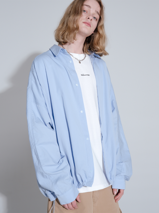 Overfit summer banding shirt jacket_blue