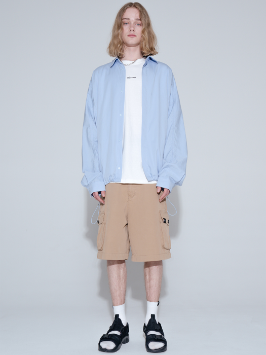 Overfit summer banding shirt jacket_blue