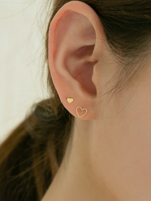 14k gold daily heart earrings (14K 골드)