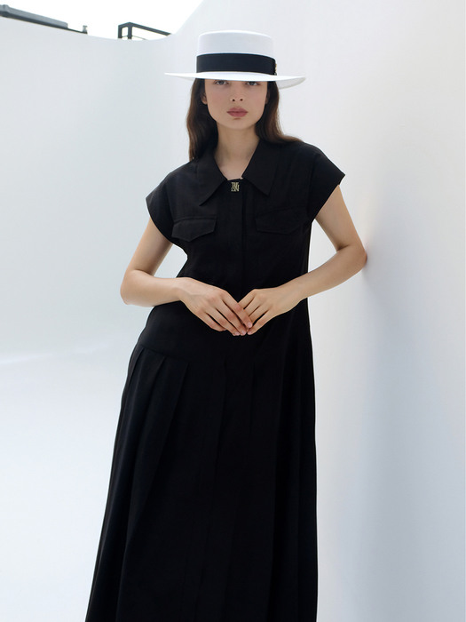 HEATHER SHIRT MAXI DRESS_BLACK