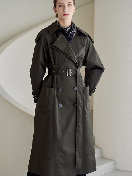 DOUBLE LAPEL TRENCH COAT_BROWN
