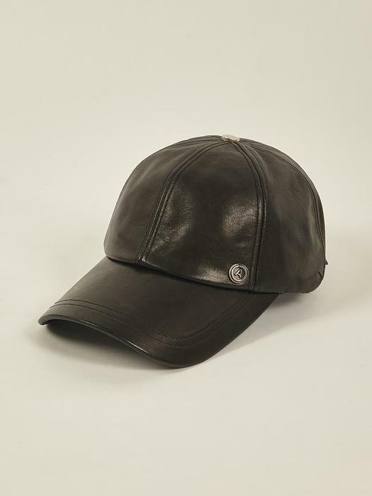 Cinder leather cap Noir