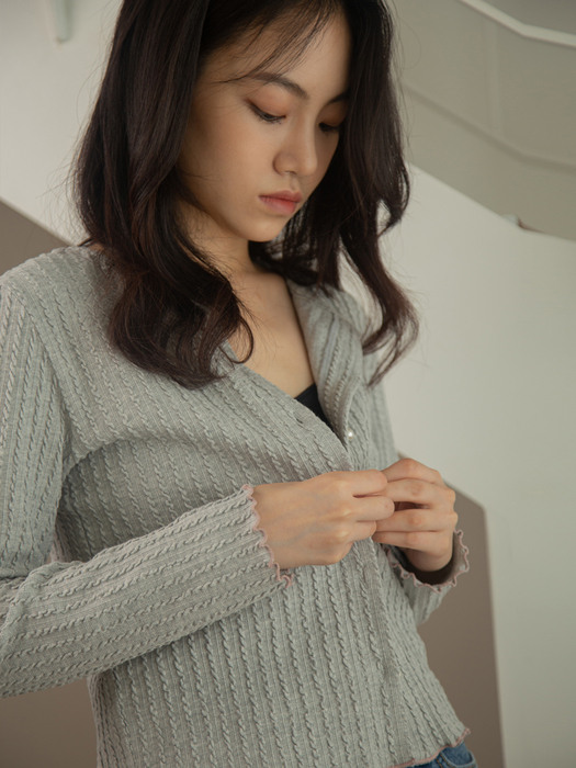 Cable Knit Cardigan_gray