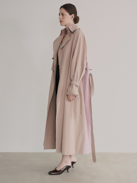 Pink&Beige Color Trench Coat