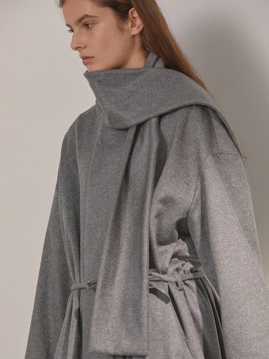 DEMERE CASHMERE 100 SCARF COAT (GRAY)