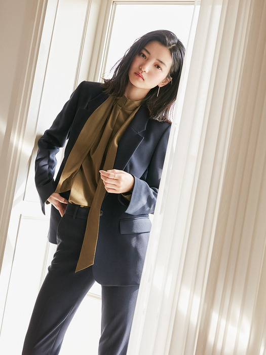 [리퍼브][Drama Signature] Slit Cuffs Tailored Blazer_NAVY