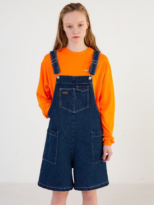 Wide Pocket Short Overall [Blue,Ivory]