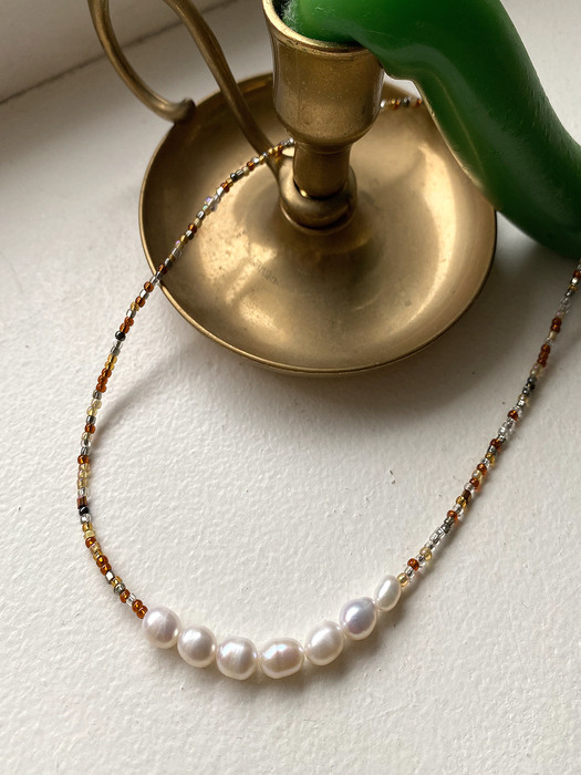 brown half pearl necklace