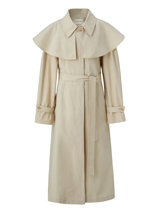 Detachable collar trench coat - Cream beige