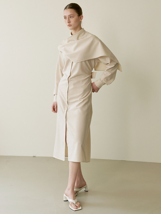 Panel scarf dress - Beige