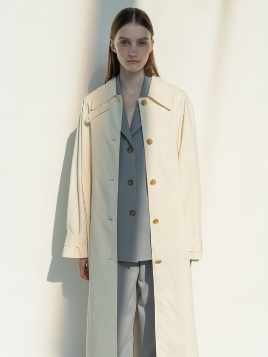 Single trench coat_lvory