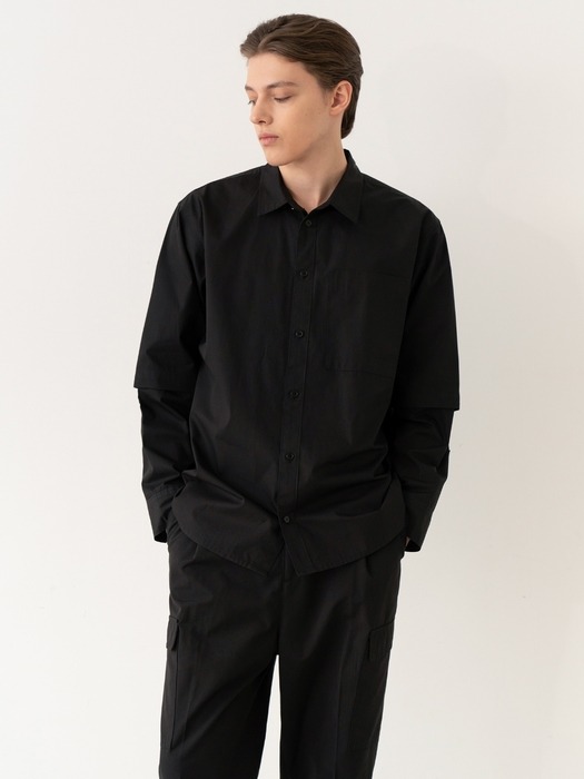 Detachable Sleeve Shirts - Black / Over