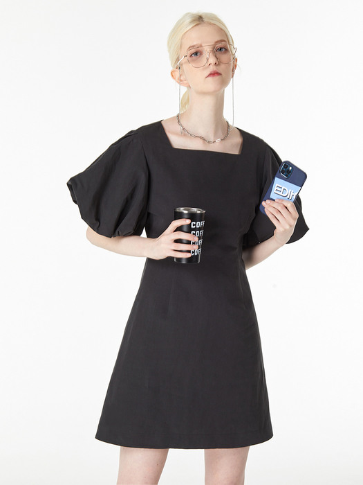 Office Muse _ Puff-Sleeve Mini Dress_1NMB101