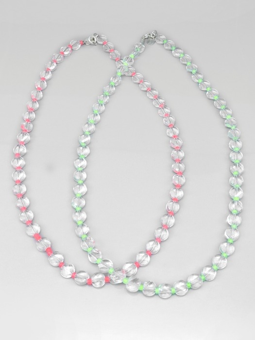 Bright cutting glass ball beads mix Necklace 투명볼 네온컬러 비즈 믹스 심플 목걸이