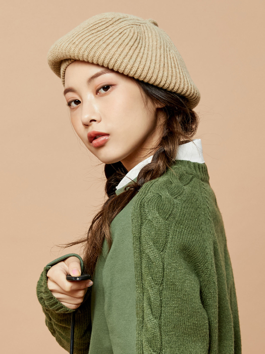 Q_KNIT BERET_beige (woman)