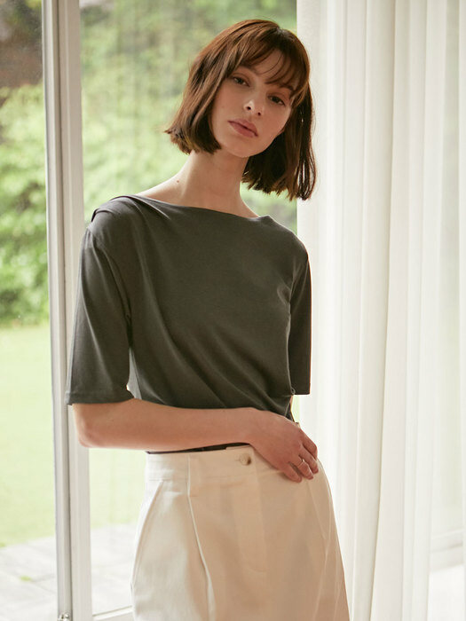 Half Drape T-shirt - Charcoal