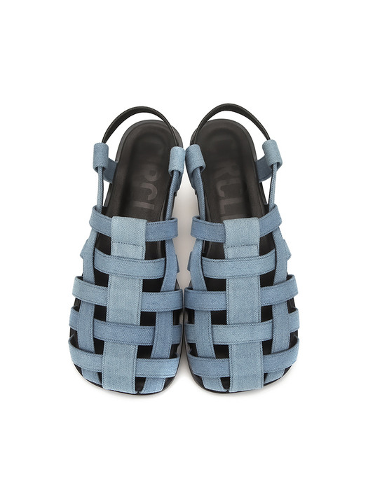 Lattice soft sole sandals 플랫 샌들 | Blue denim