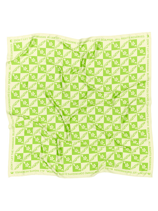 Satin Checkerboard Big Scarf Lime/Lemon