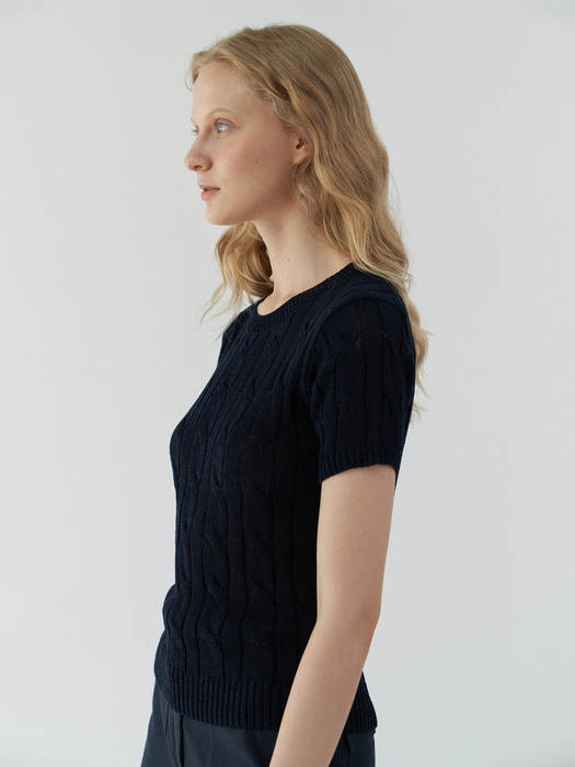 Cable Pattern Knit ( Navy )