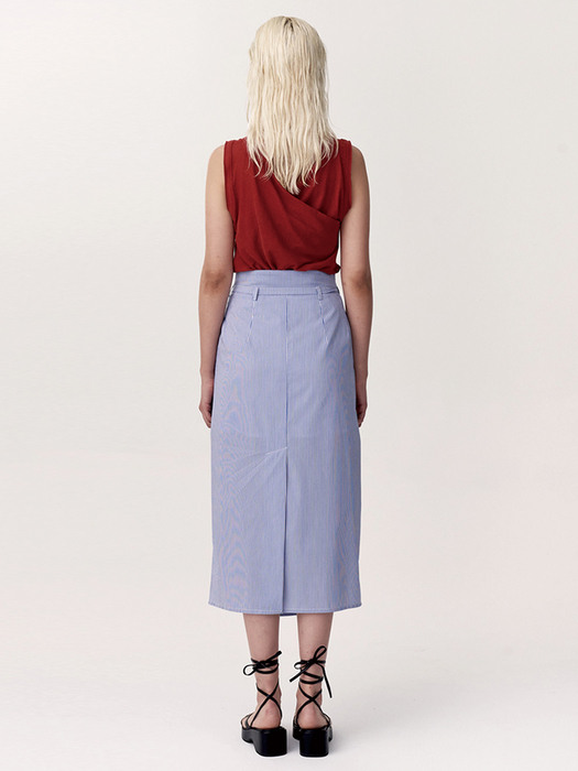 WRAP SHIRRING SLEEVELESS_RED