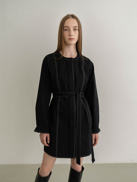 Double Stitched Dress - Black