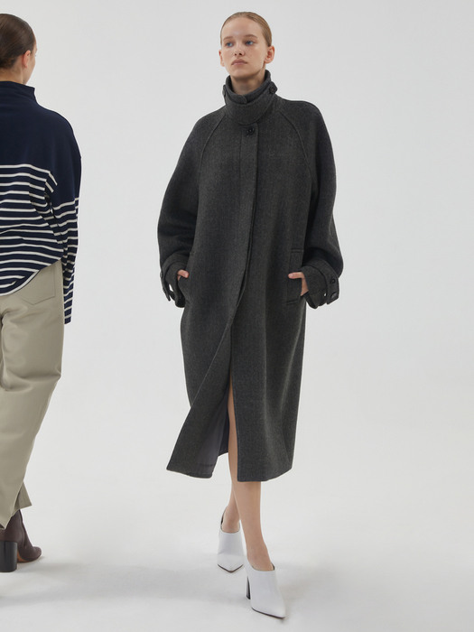 CASHMERE HERRINGBONE COAT_BLACK