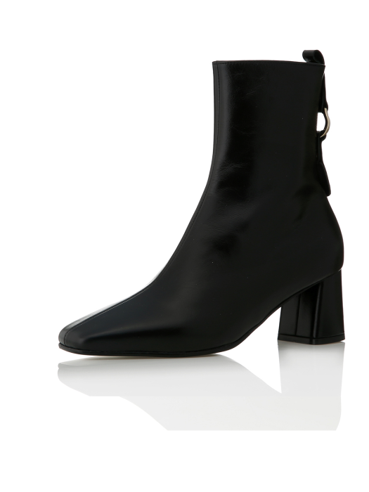 Ring Point Block Hill Ankle Boots - MD1088b Black