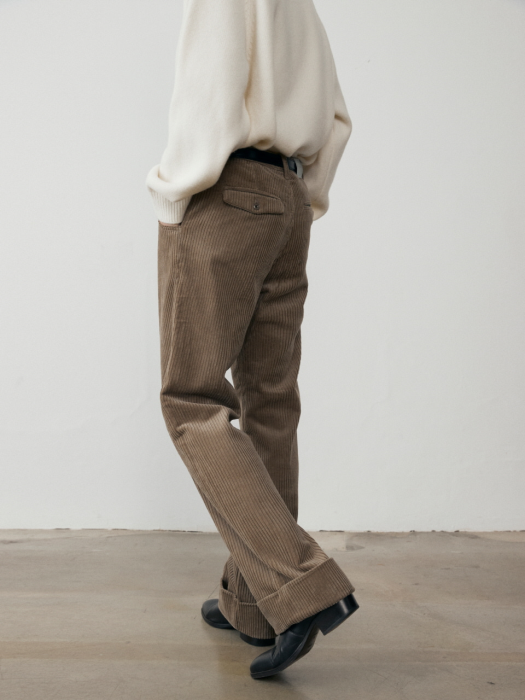 CORDUROY TURNUP WIDE SLACKS SAND BEIGE_M_UDPA1D311I2