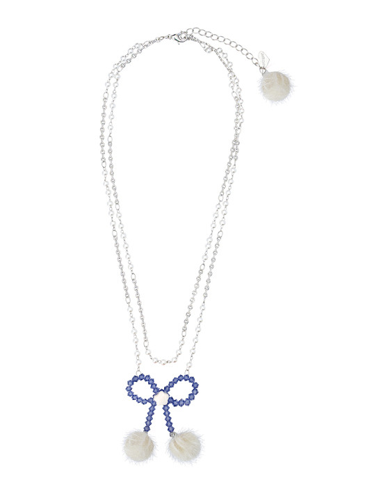 Snow Ribbon Beads Necklace (Purple)