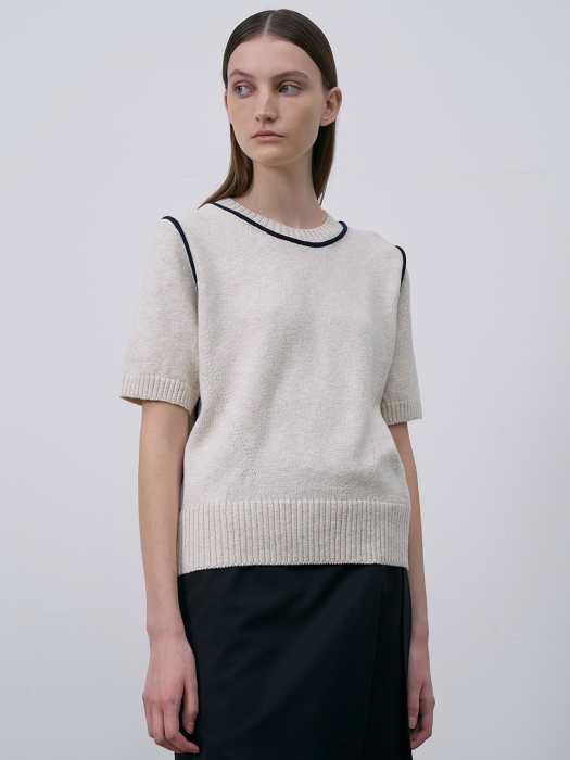 Roll Cotton line knit-Oatmeal