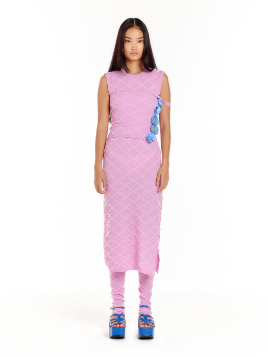 UOUO Logo Jacquard Knit Dress - Light Pink