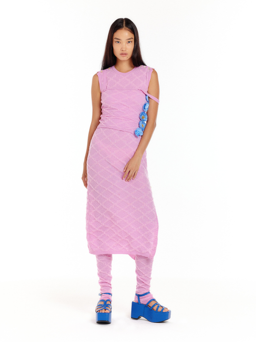 UOUO Logo Jacquard Knit Dress - Light Pink