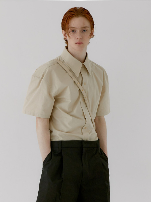 ANDREW COTTON HALF SHIRT [BEIGE]