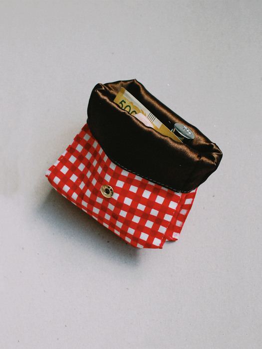 Gingham Mini Pouch - Red