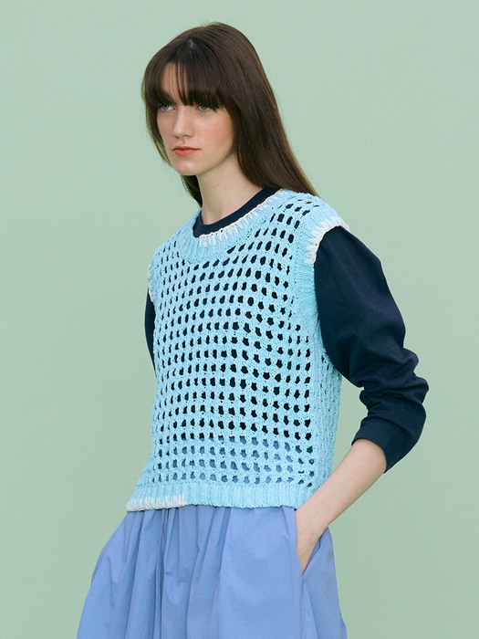 Net Knit Vest_SKY BLUE