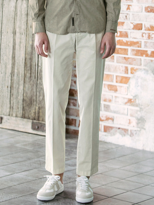 One-Tuck tapered casual pants - l.beige