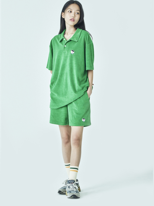 [WOMENS EDITION] SIGNATURE WAPPEN LOGO TOWEL SHORT PANTS GREEN