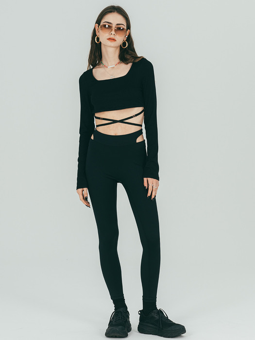 Cutout Slim-fit leggings  (black)