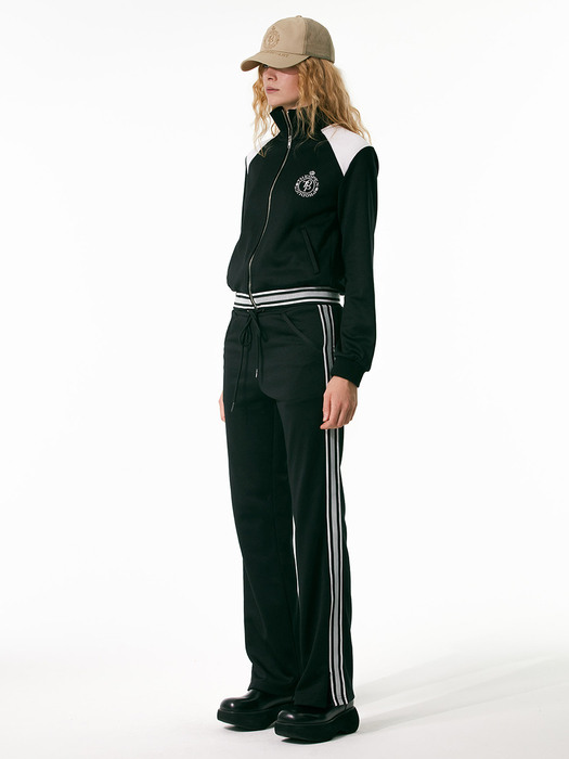 TAPED JERSEY TRACK PANTS, BLACK