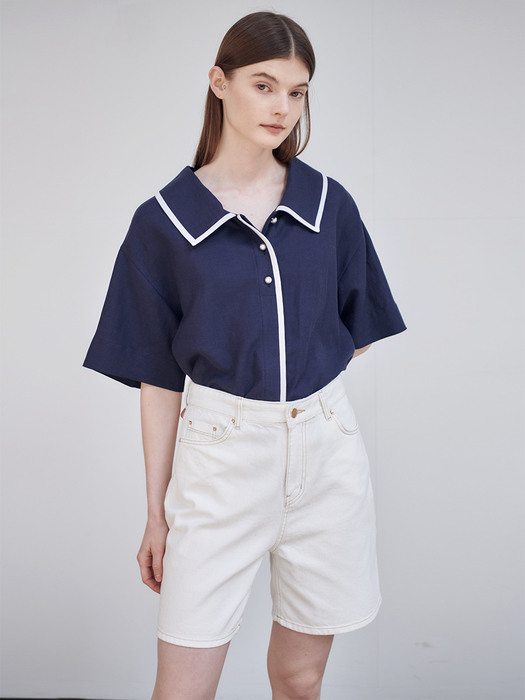 22MN linen marine blouse [NA]
