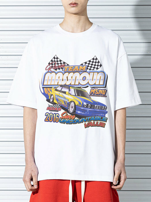 RACING CAR OVERSIZED T-SHIRTS MSTTS016-WT