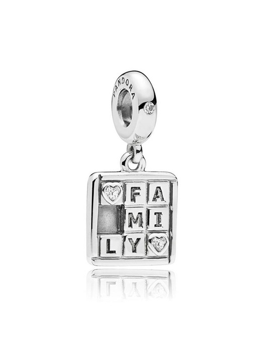 Family Game Night Dangle Charm, Clear CZ