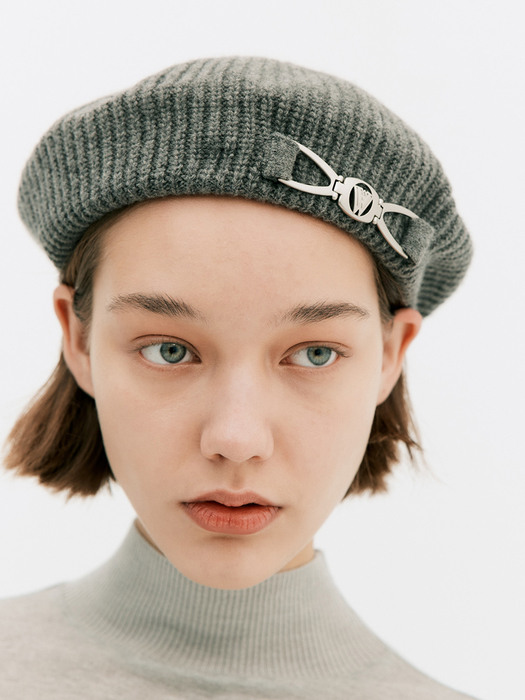 Cashmere Knit Beret_Grey