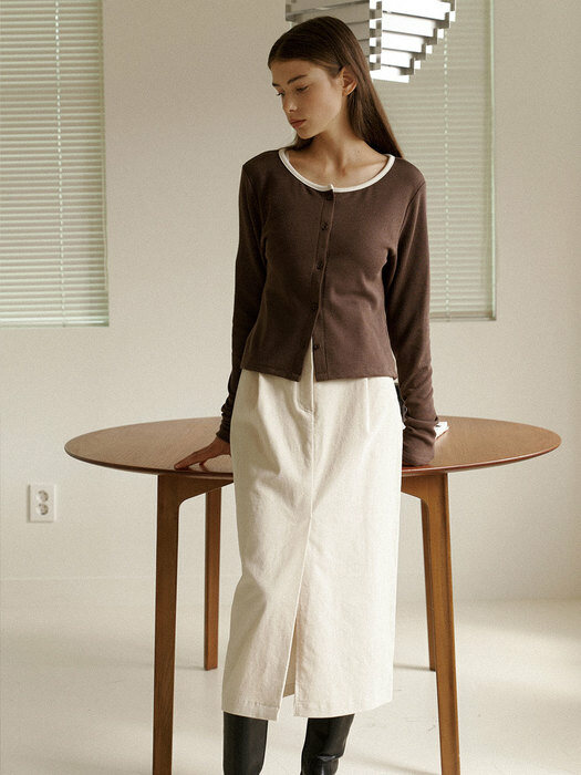 3.51 Corduroy slit skirt (Cream)